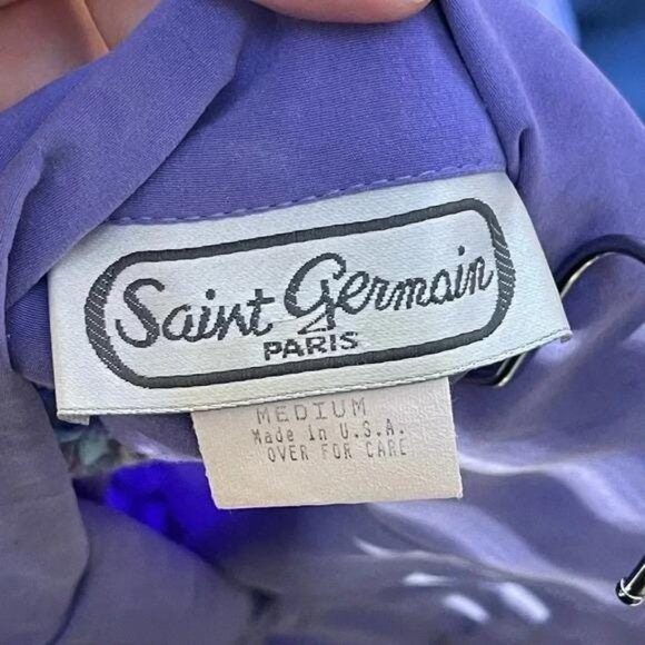 Vintage 70s–80s Saint Germain Paris Periwinkle Short-Sleeve Jumpsuit – Retro Dis - Picture 7 of 10